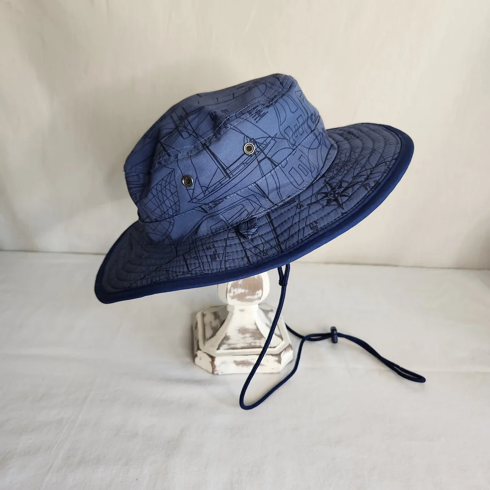 Vineyard Vines Sun Hat Boat Print Blue SM New Beachy Resort - Picture 2 of 8